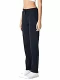 COMEOR Jogginghose Damen-Baumwolle Sporthose Lang - Sweatpants Frauen Freizeithose - Laufhosen Jogger - High Waist Trainingshose Geradem Bein Hose mit elastischem Bund und Taschen Yogahose Schwarz, M