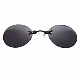 ZIRYXQ Clip-On-Nasenbrille, rund, randlos, Matrix, Morpheus, Mini-Sonnenbrille, Vintage, UV400, rahmenlose Brille, Schwarz
