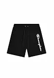 Champion Herren Legacy Icons Beachshorts-Crinkle Taslon Contrast Logo Bermuda Badehose, Schwarz, L