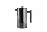 Echtwerk French Press aus Edelstahl, Doppelwandig isolierte Thermo Kaffeepresse, Kaffeebereiter mit Pressfilter für zu Hause Camping und Büro, 800 ml, Black-Edition