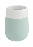 WENKO Zahnputzbecher Malta Mint/Weiß Keramik - Zahnbürstenhalter für Zahnbürste und Zahnpasta, Keramik, 8 x 11 x 8 cm, Minzgrün, 11 x 8 x 8 cm