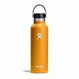 Hydro Flask - Water Bottle 621 ml (21 oz) - Vacuum Insulated Stainless Steel Water Bottle with Straw Cap - Standard Mouth - Fossil