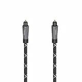 Hama Audio-Lichtleiter-Kabel, ODT-Stecker (Toslink) 1,5 m, Metall Stecker, robuster Kabelmantel mit Aramidfaser zur Übertragung digitaler Audiosignale schwarz