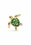 SINGULARU - Einzelner Ohrring Schildkröte. Messing mit 18K vergoldung und Emaille. Schmuck für Damen.