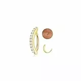 JeryWe 14G Bauchnabelpiercing Ring für Frauen Edelstahl CZ Opal Liebe Herzform Körperschmuck Clicker Piercing Bauchnabel Zirkonia-Gold 10 mm