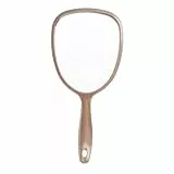 PARSA BEAUTY Handspiegel oval 14,5 x 11,5 cm (Champagner) – Handspiegel mit Griff in ergonomischem Design – praktischer Hand Mirror – Rasierspiegel – Schminkspiegel für Haare Gesichtspflege