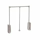 Emuca - Kleiderlift für Schrank, Ausziehbarer Kleiderlift 830-1150mm Breite, Schrankinnenseiten Montage, Steingrau, Stahl