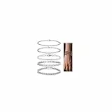 RANKEEF Edelstahl Armbänder für Männer - Figaro Seil Cuban Link 5-teilig Edelstahl Männer Silber Armband Set 19/21/23 cm Geschenke für Vater, Ehemann, Freund