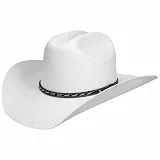 Stetson Vanlesco Western Toyo Strohhut Einfarbiger Cowboy Sonnenhut mit Ledergarniturband UV-Schutz 40 Made in Mexico Unisex Frühjahr/Sommer weiß M (56-57 cm)