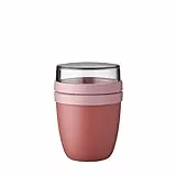 Mepal Müslibecher to go, Klein, praktischer Joghurtbecher to go - Unterteilung für Joghurt & Müsli - Geeignet für Gefrierschrank, Mikrowelle & Spülmaschine - 300 ml + 120 ml - Vivid Mauve