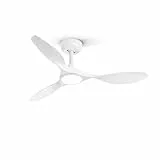 ocioc Deckenventilator Mit Beleuchtung Licht, LED Lampe Mit Ventilator und Fernbedienung Leise für Wohnzimmer Schlafzimmer, 3CCT Dimmbar, 6 Geschwindigkeiten, Timer, Sommer Winterbetrieb,107cm weiß