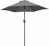 Yaheetech Sonnenschirm Gartenschirm Ø 230cm Balkonschirm mit 6 Rippen Rund Markschirm Sonnenschutz Terrassenschirm Kurbelschirm für Balkon, Grau
