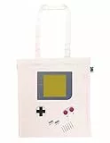 clothinx Handheld Konsole im Vintage 90er Jahre Retro Print - Gamer - Nerd - Geek - Computer Freak - LAN-Party - 100% Bio und Fair Tasche Weiß