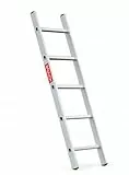 BAULICH - Anlegeleiter - Aluleiter - Leiter 5 Stufen - Wasserabweisend, Professionell, für Haus, Garten, Renovierung und Landwirtschaft, rutschfeste Füße, Geriffelte Sprossen, Leicht 2 kg, mit Haken