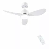 CJOY Deckenventilator mit Beleuchtung 96CM, Weiß Deckenventilator mit Fernbedienung Leise, 3 CCT Dimmbar, 3 Blätter Umkehrbar, Deckenventilatoren mit Licht für Schlafzimmer/Kinderzimmer/Wohnzimmer