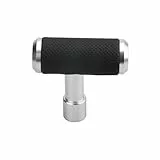 XJJJWL Schaltknauf PU Leder Schaltknauf Joystick T-Griff Hammer Fit Für at MT Auto Shifter Hebel Griff Aluminium Legierung Zubehör Auto Getriebekopf(03-Silver)