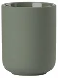 Zone Denmark Ume Zahnputzbecher, Zahnbürstenhalter, Zahnbürstenbecher, aus Steinzeug/Keramik, Schönes & Praktisches Badezimmer Zubehör, Durchm. 8,3 cm, Höhe 10,3 cm, Olive Green (Grün)