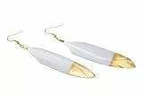 Miniblings Feder Ohrringe Hänger Vogelfeder Vogel Fliegen Boho Hippie Weiß Gold - Handmade Modeschmuck I Ohrhänger Ohrschmuck vergoldet