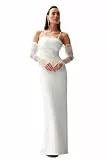 Trendyol Damen TPRSS24AE00016 Abendkleid & Abschlusskleid, Weiß/Flyaway Orchidee, 36