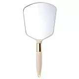 Minkissy Handspiegel mit Griff, für Make-up, Pflege, Rasur, Beige