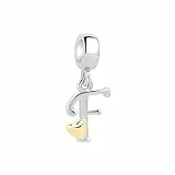 Symretie Damen 925 Sterling Silber Charm Anhänger Buchstaben F Beads Charms Kompatibel mit Europäischen Armbänder und Halskette