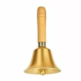 Metall Hand Glocke mit Holzgriff - Hand Tischglocke, Gold überzogen Handglocke, Weihnachts Glocken, Service Bell für Schule Feiertagsdekoration Abendessen am Empfang Zuhause Hotelservice Hundetraining