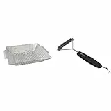 Campingaz 2000014573 Gemüsekorb Premium aus Edelstahl Antihaftbeschichtet, Silber (31 x 30,5 x 6 cm) Grillbürste, dreieckige Grill Bürste aus Edelstahl, Grillzubehör, extra Langer Stiel