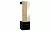 byLIVING Kompaktgarderobe Andorra/Spiegel, Kleiderstange und Schuhfächer/Garderobenschrank/Flurgarderobe/Maße: B 55, H 187,5, T 40,5 cm (Artisan-Eiche Optik)