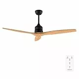 Cecotec - Deckenventilatoren EnergySilence Aero 5270 Black&LightWood, DC 40W Motor, Durchmesser 132 cm, Steuerung, Timer, 6 Geschwindigkeiten, Sommer und Winter, einstellbare Höhe 15 oder 25 cm, Leise