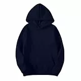 Generisch Kapuzenpullover Damen Oversized Langarm Leichter Hoodie für Sport Freizeit Alltag Atmungsaktiv Hooded Sweatshirt HerbstWinter Einfarbig Lose Leicht Kapuzenpulli Streetwear (Navy, L)