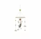 Handgemacht & Fairtrade-zertifiziert | Gry & Sif | Stilvolles dänisches Design x Nepali Kunsthandwerker | Mobile Baby mit Hase mit Luftballon aus Filz für Babybett Laufstall Wickeltisch Babyzimmer