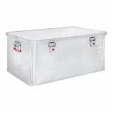 STIER Alubox, Aluminiumbox 135L, Staub- und spritzwasserresistent mit Gummidichtung und 2 Klapphandgriffen, Alukiste mit Spannverschluss, zuverlässige geruchsneutrale Aufbewahrung