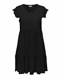 ONLY CARMAKOMA Damen Carmay Life Cap Sl Frill Dress JRS Noos Midikleid, Schwarz, 42-44 EU