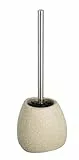 WENKO Keramik WC-Garnitur Mod. Pion hygienische Silikonbürste selbstreinigend in dreieckiger Form für Bad und Gäste-WC Maße 12,5 x 38,5 x 12 cm Farbe beige