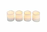 HEITMANN DECO 4er Set LED-Kerzen - Echtwachs-Kerzen mit Timer - weiß - Advenskerzen - für innen - batteriebetrieben, 6,5 x 6,5 x 6,5 cm