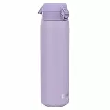 ion8 1 Liter Leicht Edelstahl Trinkflasche, Nicht Isoliert, Auslaufsicher, Einhandöffnung, Sichere Verriegelung, Spülmaschinenfest, Klappdeckel, Tragegriff, Leicht zu Reinigen, Lila