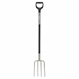 Fiskars Spatengabel für Harte, steinige Böden, Mit 4 Zinken, Länge: 132 cm, Hochwertiger Borstahl, Grau/Schwarz, Ergonomic, 1070679