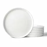 DOWAN Speiseteller 6er Set 20,2 cm, Porzellan Kuchenteller Weiß, Dessertteller & Frühstücksteller, Stapelbar, Kratzfest, Spülmaschinen-, Mikrowellen- & Backofenfest