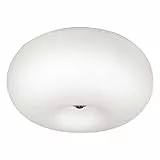 EGLO Deckenlampe Optica, 2 flammige Deckenleuchte, Material: Stahl, Farbe: Nickel matt, Glas: Opal matt weiß, Fassung: E27, Ø: 35 cm