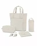 Kapten & Son Rucksack Lindby Diaper Set Sandstone 18 L | 2in1 Wickelrucksack & Wickeltasche mit Kinderwagen- und Kofferbefestigung | inklusive Kulturtasche, Wickelunterlage & isolierter Flaschenhalter