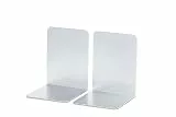 MAUL Buchstütze aus Aluminium (2er Pack) 10x10x13cm | Bücherhalter, Organizer für Kinder, Bücher, Büro, Regal | Bücherstütze im stilvollen Aluminium Design, möbelschonender Buchhalter | Silber