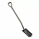 Amazon Basics Gartenschaufel zum Graben und Kantenbearbeiten, Flachspaten, D-Griff, 120,0 x 19,0 x 13,6 cm, Schwarz/Olivgrün