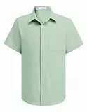 Arshiner Jungen Sommer Hemd Hellgrün Freizeit Shirt Kurzarm Kleiderhemden Einfarbig Oberteil Kinder Schuluniform Formale Button Down Hemd mit Brusttasche 140/9-10 Jahre