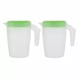 BUGUUYO 2 Stücke Plastic Pitcher with Lid karaffe mit Deckel Eistee Wasserkrug 1 Liter Wasserkaraffe for Heißes Kaltes Wasser Eistee Wein Kaffee Milch
