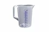 hünersdorff Messbecher 2l | Polypropylen (PP) | bruchsicher und spülmaschinengeeignet | geschlossener Griff | blaue Skala, Transparent+blau