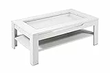 byLIVING Couchtisch Ralph/moderner Sofatisch mit Glaseinlage und großzügiger Schublade in Weiß/Beistelltisch mit viel Stauraum/B 110, H 43, T 67 cm