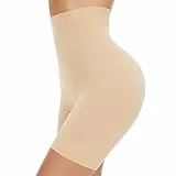 SIMIYA Bauchweg Unterhose Damen Hohe Taille Shapewear Nahtlose Miederhose mit Bein Figurenformend Miederpant Baumwolle Unterwäsche Hose unter Kleid Kurze Shorts(Beige, S)