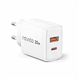 RAVIAD 20W USB C Ladegerät, [USBC + USBA] Schnellladegerät Handy Netzteil Typ C mit 2-Port, Kompatibel mit iPhone 16 15 Pro Max, Samsung Galaxy S25 S24 S23 Ultra, Tablet Netzteil USB C