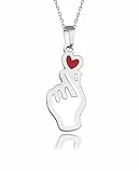 TOLOWOBK Kpop Kette Damen Halskette Silber Finger Herz Geste Edelstahl Anhänger Kette Kpop Merch K pop Geschenk für Fan Konzert Einschulung Geburtstag Geschenke für Tochter Enkelin Nichte Freundin