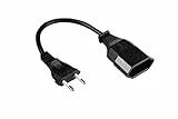 Good Connections Euro-Verlängerung - 20 cm - Euro-Stecker Typ C (gerade) an Euro-Buchse (gerade) - KUPFERLEITER CU - Adernquerschnitt: 0,75 mm² - Stromkabel-Verlängerung - SCHWARZ